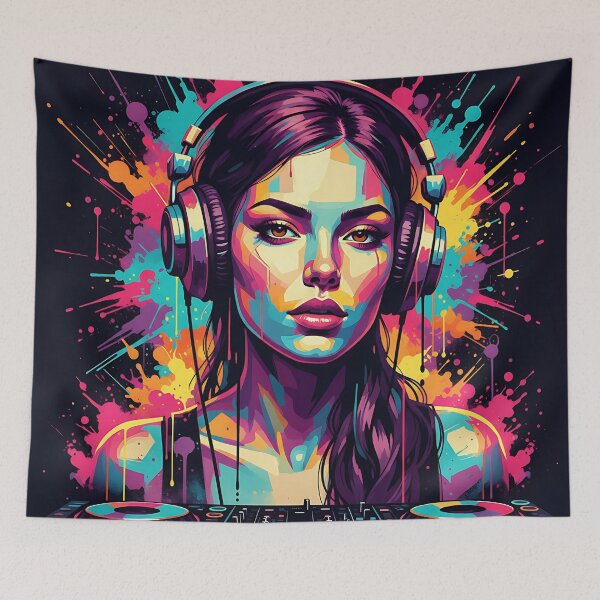 Item preview, Neon DJ Queen – Cyber Pop Music Art | Vibrant Abstract Portrait designed and sold by Atelier Nova.