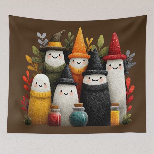 Item preview, Cute Felted Halloween Ghosts with Potion Bottles designed and sold by colorful-white.
