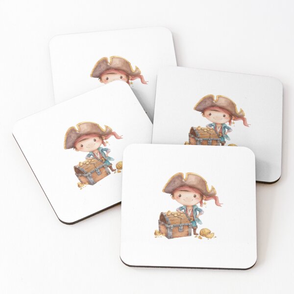 Item preview, Cute Little Pirate Boy with Treasure Chest Watercolor Art designed and sold by KLSRAJ.