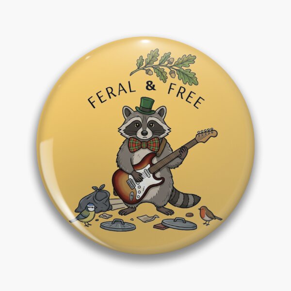 Item preview, Feral and Free Raccoon Playing Guitar Cute Trash Panda Design designed and sold by Evelashop.