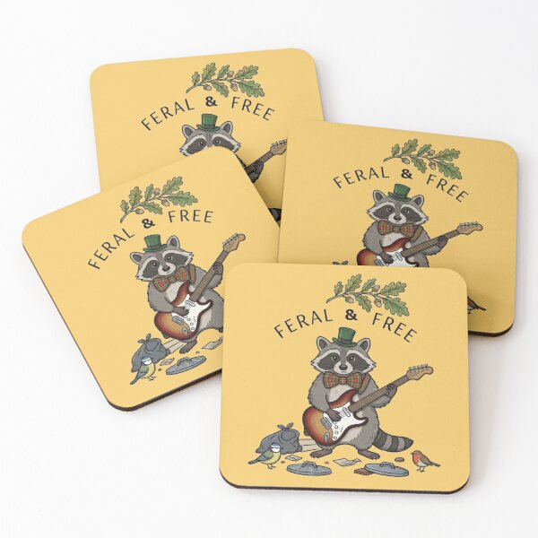 Item preview, Feral and Free Raccoon Playing Guitar Cute Trash Panda Design designed and sold by Evelashop.