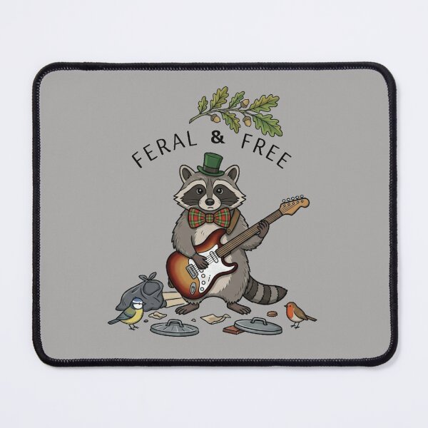 Item preview, Feral and Free Raccoon Playing Guitar Cute Trash Panda Design designed and sold by Evelashop.