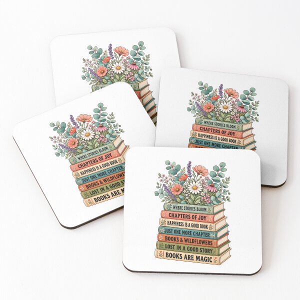 Item preview, Books Are Magic - Book Stack and Wildflowers designed and sold by Myra365Art.