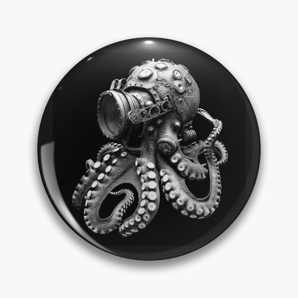 Item preview, Steampunk Octopus with Diving Helmet Mechanical Kraken Art designed and sold by inkoutninja.