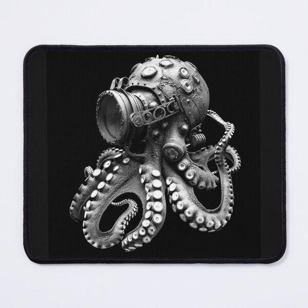 Item preview, Steampunk Octopus with Diving Helmet Mechanical Kraken Art designed and sold by inkoutninja.