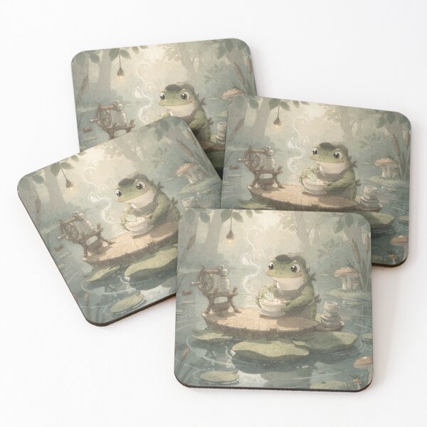 Item preview, Frog Barista's Lily-Pad Latte Cottagecore Art designed and sold by PictorialWhimsy.