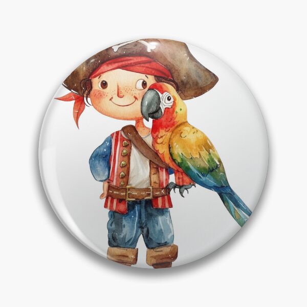 Item preview, Cute Little Pirate Boy with Parrot Watercolor Art designed and sold by KLSRAJ.