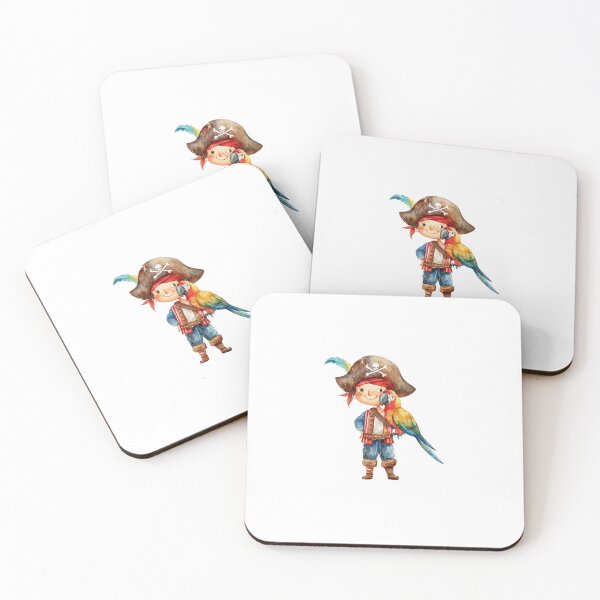 Item preview, Cute Little Pirate Boy with Parrot Watercolor Art designed and sold by KLSRAJ.
