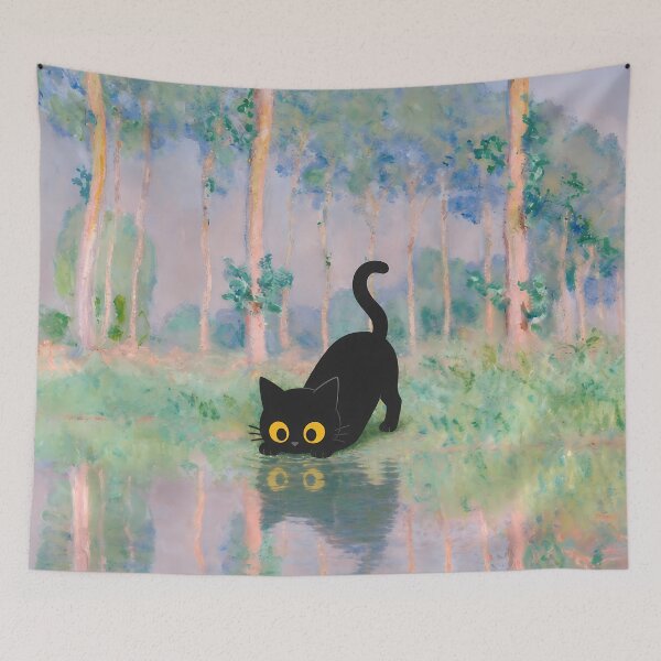 Item preview, Black Cat takes a drink landscape parody designed and sold by PurrfectHome.