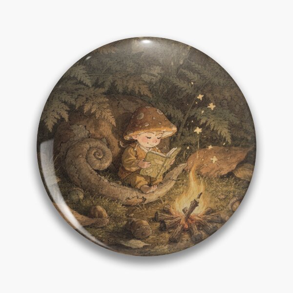 Item preview, Snail-Shell Sprite Reading by Firelight Forest Folk Art designed and sold by PictorialWhimsy.