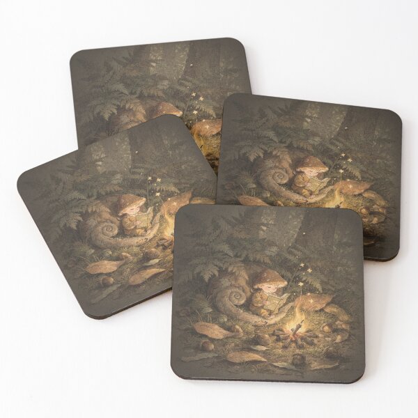 Item preview, Snail-Shell Sprite Reading by Firelight Forest Folk Art designed and sold by PictorialWhimsy.