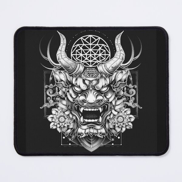 Item preview, Horned Oni Mask with Sacred Geometry Japanese Demon Art designed and sold by inkoutninja.