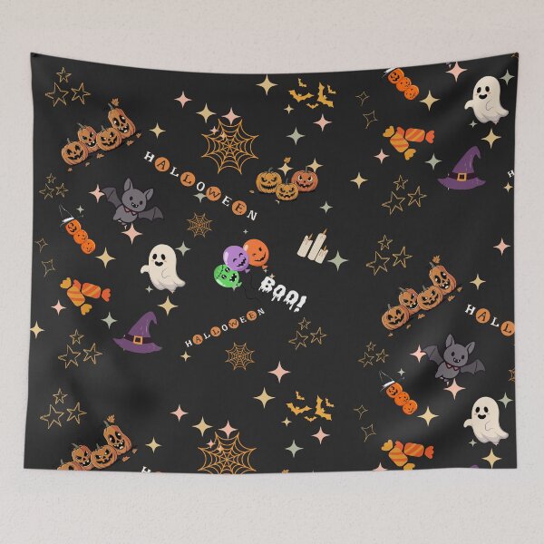 Item preview, Spooky Cute Halloween Doodles & Kawaii Pumpkin Pattern designed and sold by SeJaa.