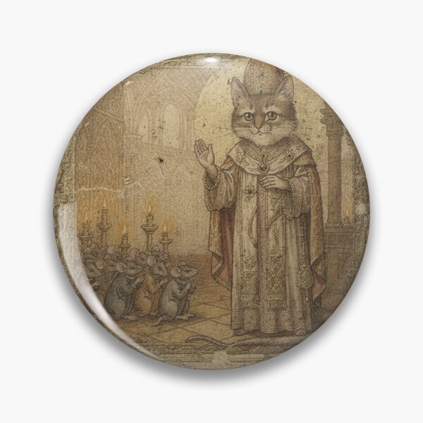 Item preview, Medieval Cat Bishop Blessing the Mice Illuminated Manuscript designed and sold by PictorialWhimsy.