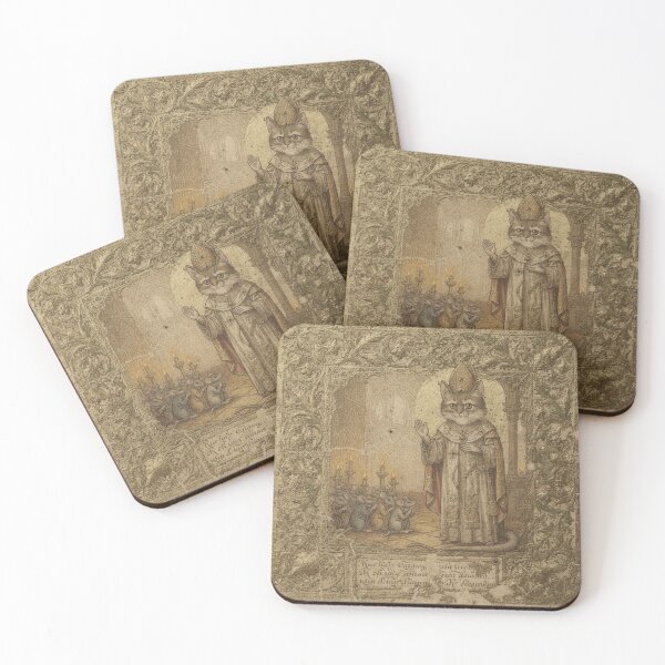Item preview, Medieval Cat Bishop Blessing the Mice Illuminated Manuscript designed and sold by PictorialWhimsy.