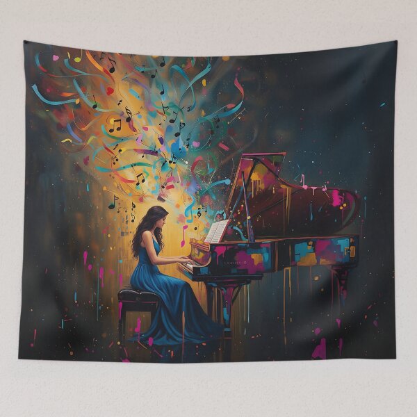 Item preview, Melody Beyond the Canvas | Colorful Grand Piano Abstract Art designed and sold by Atelier Nova.