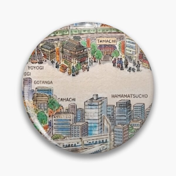Item preview, Yamanote Line Tokyo City Loop – Hand-Drawn Watercolor Japanese Train Map & Landmarks designed and sold by Kokeshidreams.