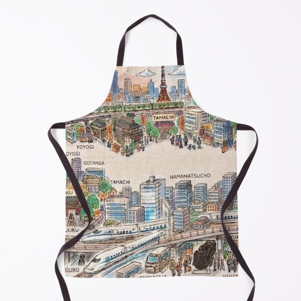 Item preview, Yamanote Line Tokyo City Loop – Hand-Drawn Watercolor Japanese Train Map & Landmarks designed and sold by Kokeshidreams.