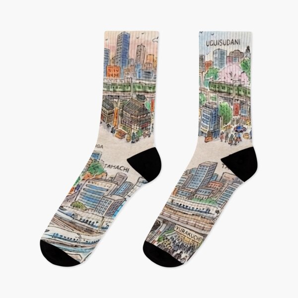 Item preview, Yamanote Line Tokyo City Loop – Hand-Drawn Watercolor Japanese Train Map & Landmarks designed and sold by Kokeshidreams.