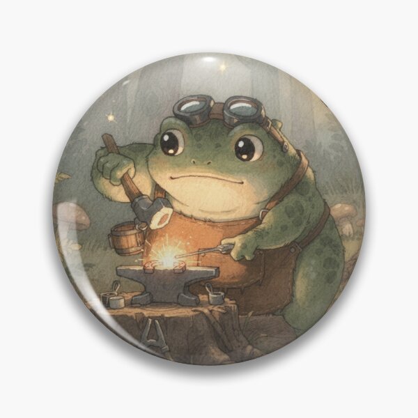 Item preview, Toad Blacksmith at the Forge Cottagecore Art designed and sold by PictorialWhimsy.
