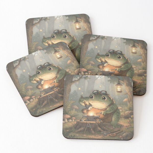 Item preview, Toad Blacksmith at the Forge Cottagecore Art designed and sold by PictorialWhimsy.