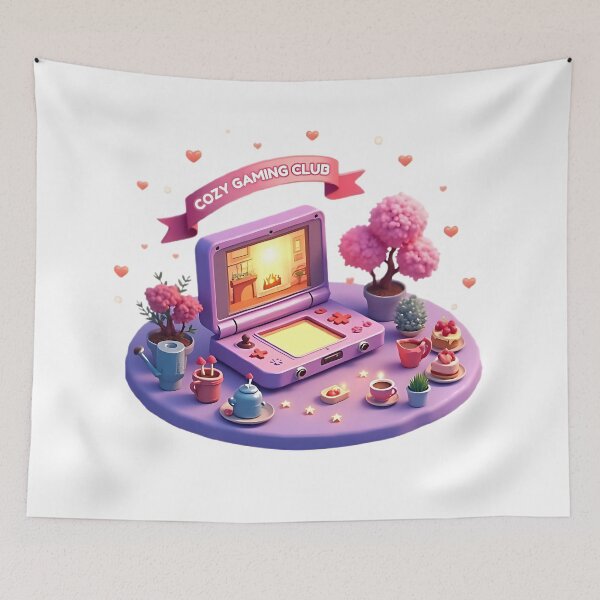 Item preview, Cozy Gaming Club - Kawaii Pastel Handheld Console & Tea designed and sold by AlruanceStudio.