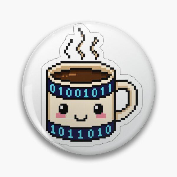 Item preview, Powered by Coffee and Code Pixel Art Sticker designed and sold by MinimalArtLK.