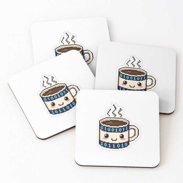 Item preview, Powered by Coffee and Code Pixel Art Sticker designed and sold by MinimalArtLK.