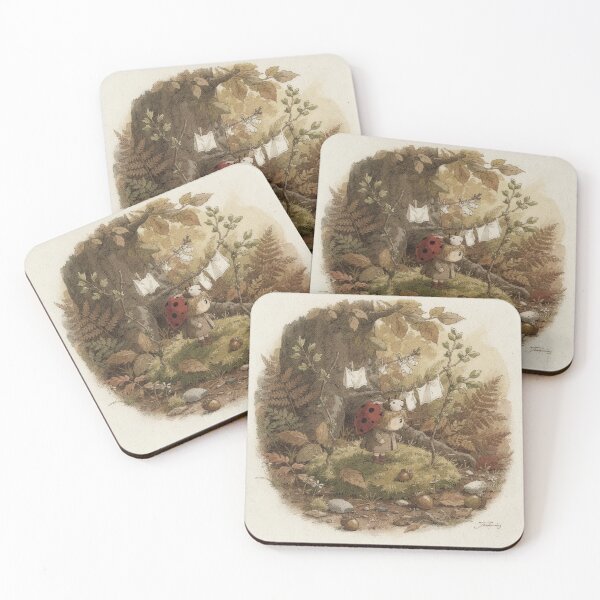 Item preview, Ladybird Folk Hanging Laundry on a Twig Forest Folk Art designed and sold by PictorialWhimsy.