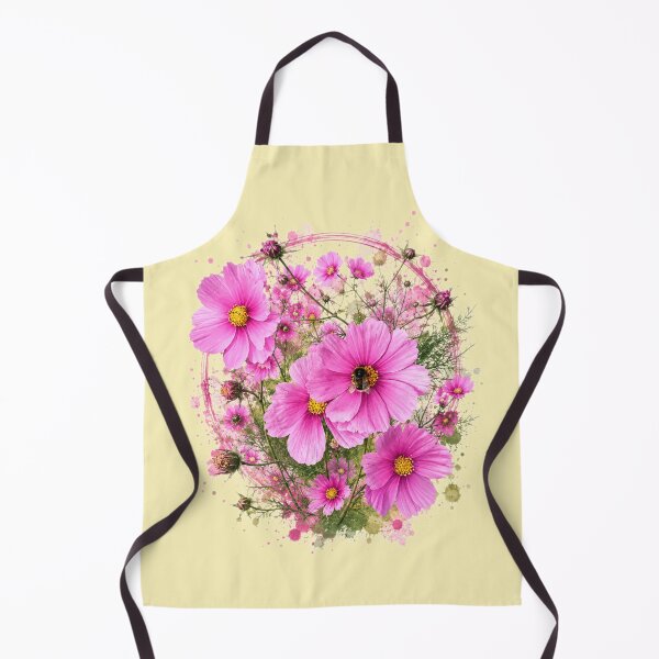 Item preview, Pink Cosmos Flowers and Bumblebee Botanical Art Watercolor Splash designed and sold by Evelashop.