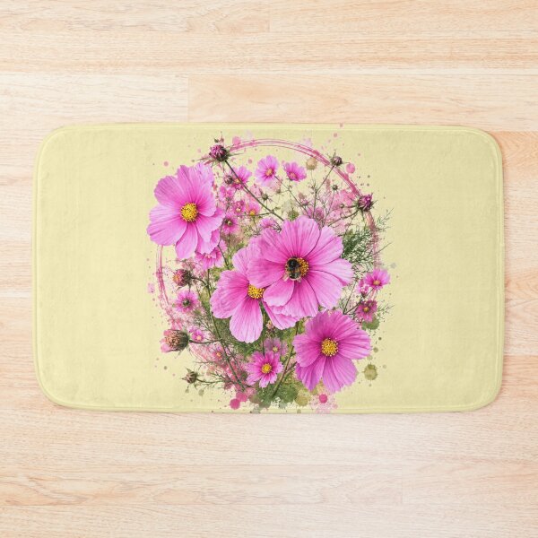 Item preview, Pink Cosmos Flowers and Bumblebee Botanical Art Watercolor Splash designed and sold by Evelashop.