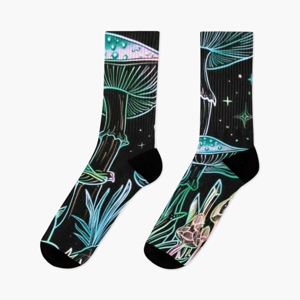 Item preview, Psychedelic Neon Mushrooms and Crystals Night Sky designed and sold by psychedelic0.