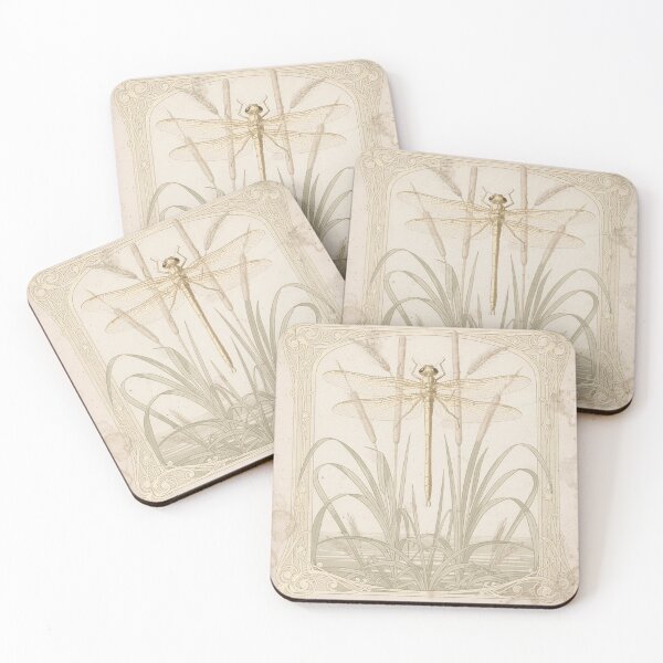 Item preview, Art Nouveau Golden Dragonfly Panel Wall Decor designed and sold by PictorialWhimsy.