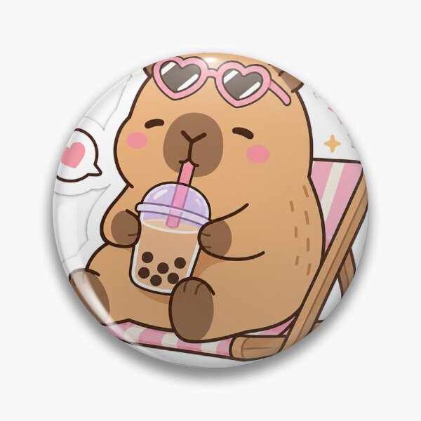 Item preview, Cute Capybara Drinking Boba Tea Sticker designed and sold by MinimalArtLK.