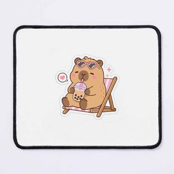 Item preview, Cute Capybara Drinking Boba Tea Sticker designed and sold by MinimalArtLK.
