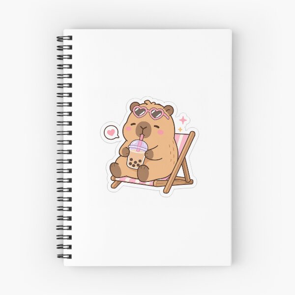 Item preview, Cute Capybara Drinking Boba Tea Sticker designed and sold by MinimalArtLK.