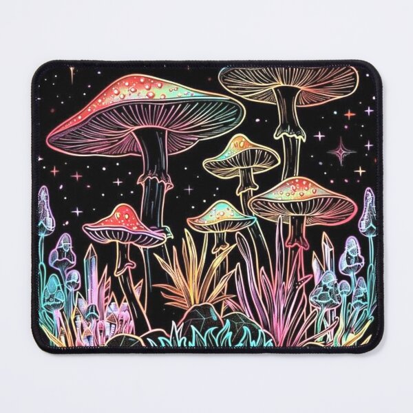 Item preview, Psychedelic Neon Mushrooms and Crystals Night Sky designed and sold by psychedelic0.