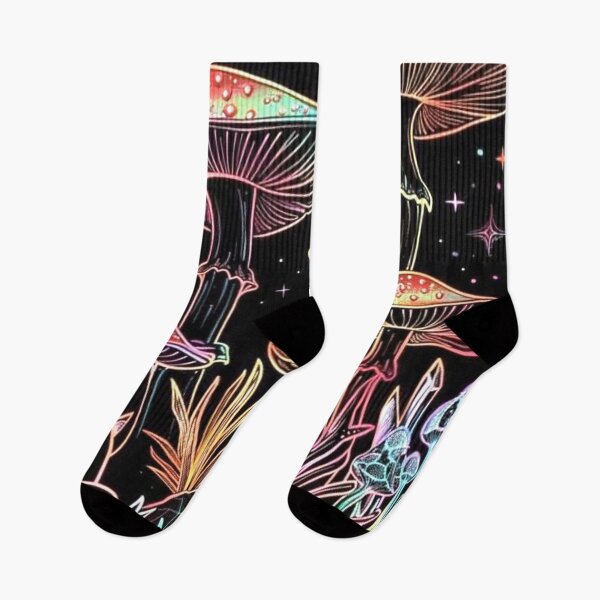 Item preview, Psychedelic Neon Mushrooms and Crystals Night Sky designed and sold by psychedelic0.