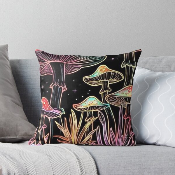 Item preview, Psychedelic Neon Mushrooms and Crystals Night Sky designed and sold by psychedelic0.