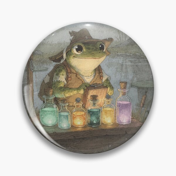 Item preview, Frog Potion Seller's Swamp Stall Cottagecore Art designed and sold by PictorialWhimsy.