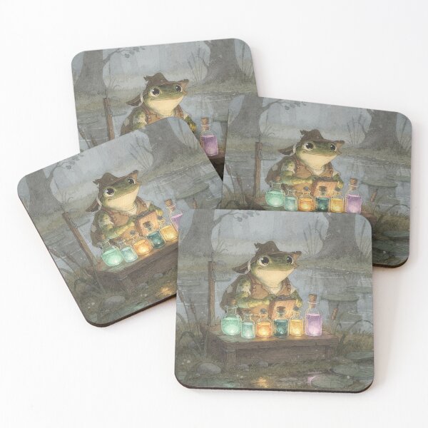 Item preview, Frog Potion Seller's Swamp Stall Cottagecore Art designed and sold by PictorialWhimsy.