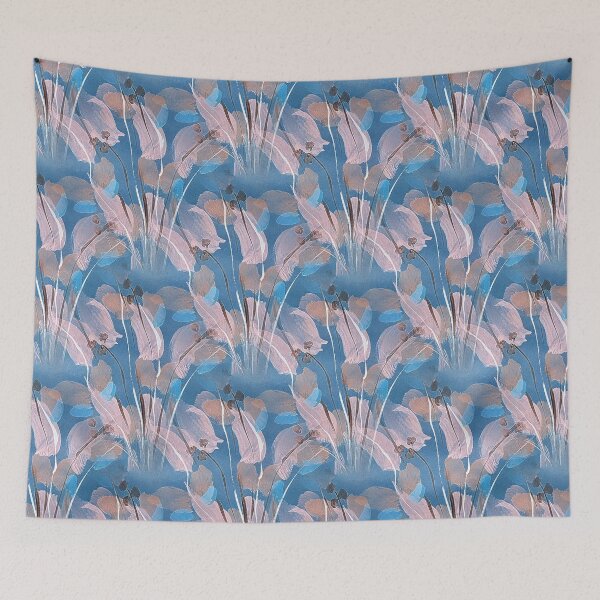 Item preview, Spring Painterly Garden Flowers on Blue designed and sold by Artistestella.