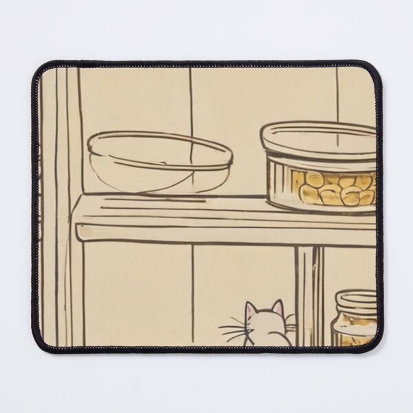 Item preview, Illustration - Captivated White Feline, Delicate Line-Drawn Cabinet Interior designed and sold by World-Pets.
