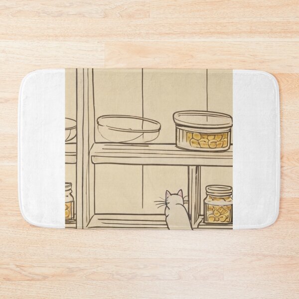 Item preview, Illustration - Captivated White Feline, Delicate Line-Drawn Cabinet Interior designed and sold by World-Pets.