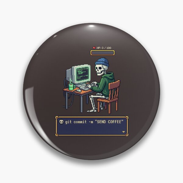 Item preview, Git Commit Send Coffee Pixel Art Skeleton Programmer Humor designed and sold by SplashTastic.