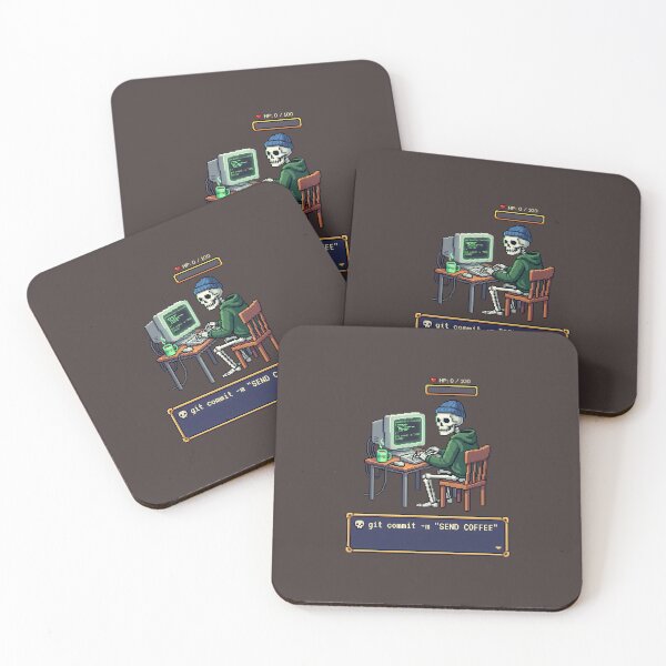 Item preview, Git Commit Send Coffee Pixel Art Skeleton Programmer Humor designed and sold by SplashTastic.