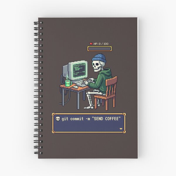 Item preview, Git Commit Send Coffee Pixel Art Skeleton Programmer Humor designed and sold by SplashTastic.