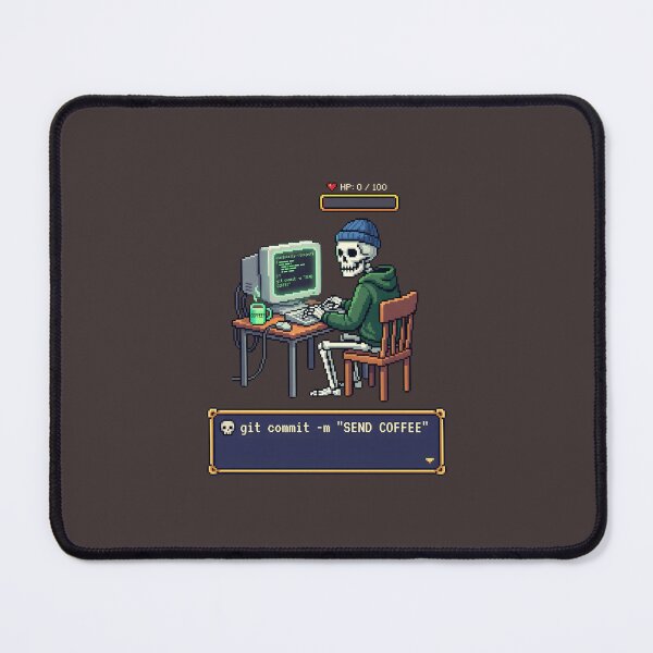 Item preview, Git Commit Send Coffee Pixel Art Skeleton Programmer Humor designed and sold by SplashTastic.