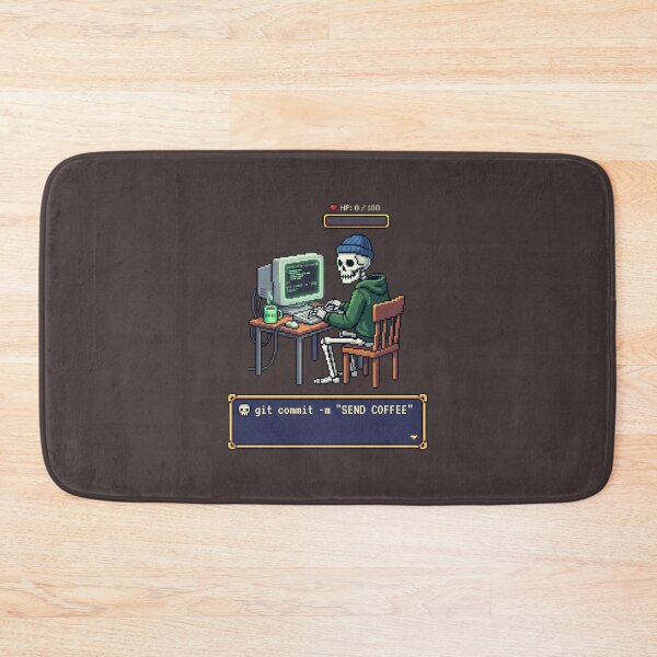 Item preview, Git Commit Send Coffee Pixel Art Skeleton Programmer Humor designed and sold by SplashTastic.