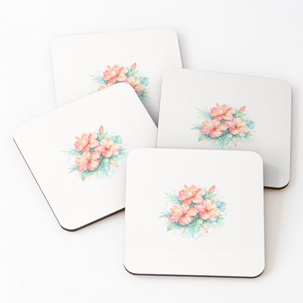 Item preview, Coral Reef Hibiscus Bouquet | Watercolor Tropical Floral Art | Botanical Flower Illustration designed and sold by Nolmo.